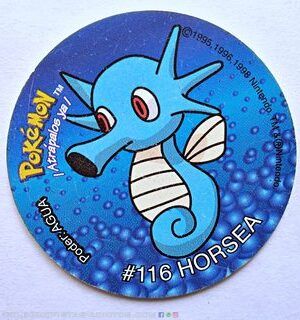 Pokémon 1 (Evercrisp, 1999): Tazo Nº 116 Horsea (Super Tazo, Excelente Estado)