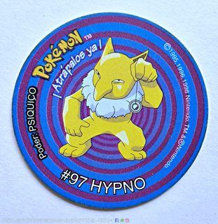 Pokémon 2 (Evercrisp, 1999): Tazo Nº 97 Hypno (Excelente Estado)