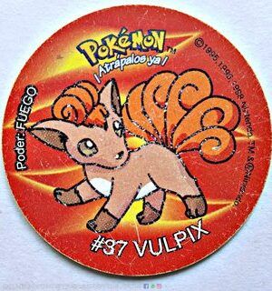 Pokémon 1 (Evercrisp, 1999): Tazo Nº 37 Vulpix (Super Tazo, Excelente Estado)