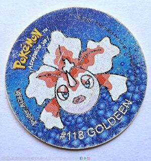 Pokémon 1 (Evercrisp, 1999): Tazo Nº 118 Goldeen (Normal Estado)