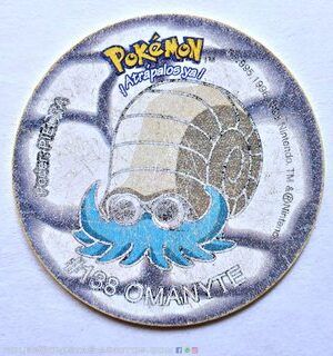 Pokémon 1 (Evercrisp, 1999): Tazo Nº 138 Omanyte (Super Tazo, Normal Estado)