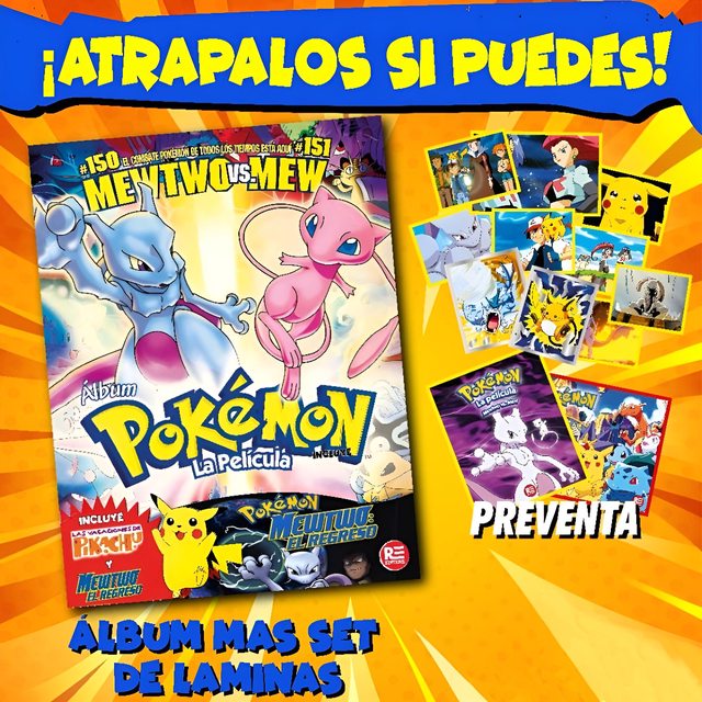 . Pokémon Mewtwo vs Mew: Álbum Completo A Pegar [PREVENTA]