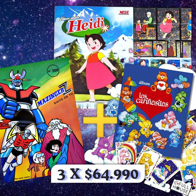 . Álbum Promo: Mazinger Z + Heidi + Cariñositos: Completos A Pegar