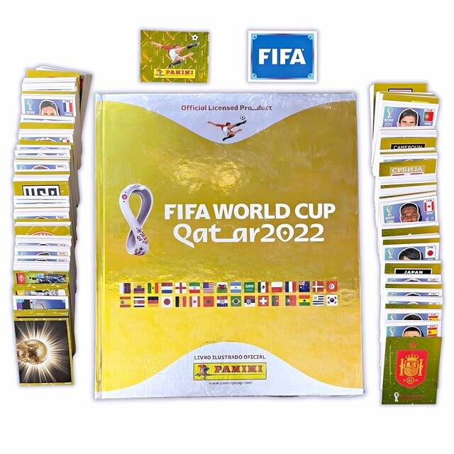 Copa Mundial 2022 Qatar: Álbum Completo A Pegar [Tapa Dura Dorada] [Lámina Borde Blanco]